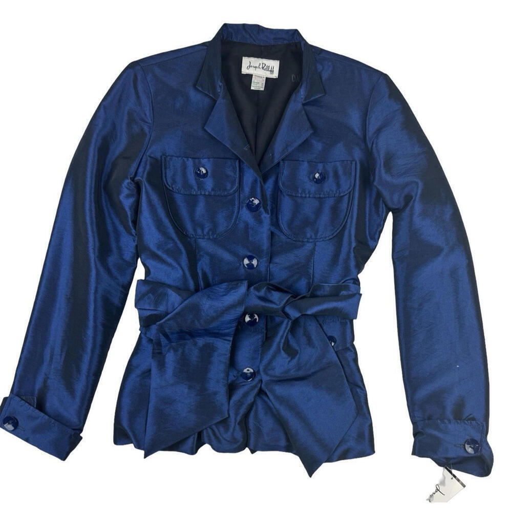 Joseph Ribkoff Belted Button-Up Jacket Royal Blue Size 6 US